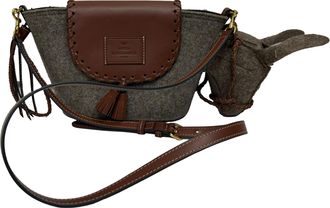 Anya Hindmarch Pre-owned Womens Donkey Felt Crossbody Bag in Brown Wool - Mocha - One Size