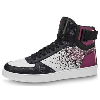 Louis Vuitton Rivoli Ankle Sneakers Metallic Purple with Black Monogram 1A5YK