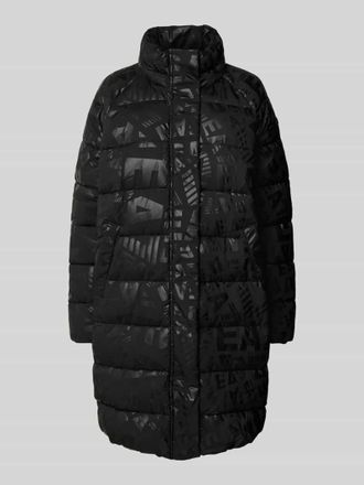 Emporio Armani Regular Fit Steppmantel mit Allover-Logo-Print Modell Caban in Black, Gr&ouml;&szlig;e XS