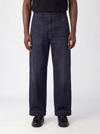 Acne Studios Pantaloni wide leg in twill di cotone biologico con effetto usurato