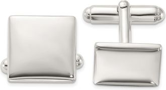 Diamond2Deal Sterling Silver Rhodium-plated Polished Square Cuff Links