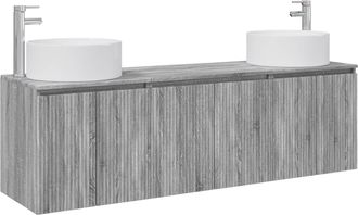 vidaXL Juego De Muebles De Ba&ntilde;o 3 Uds. Sonoma Gris Vidaxl