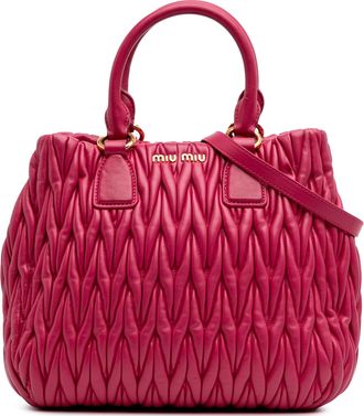 Miu Miu Pre-owned Womens Vitello Lux Quilted Handbag - Fuschia Leather - One Size