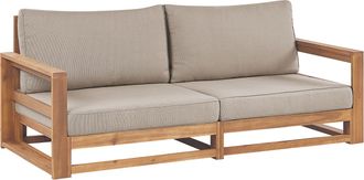 Beliani Sof&aacute; 2 Plazas De Madera De Acacia Certificada En Color Claro Cojines Timor Ii