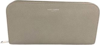 Saint Laurent Pre-owned Leren Portemonnee - unisex - Vintage Accessoires - Grijs - ONE Size - Leer - Vintage