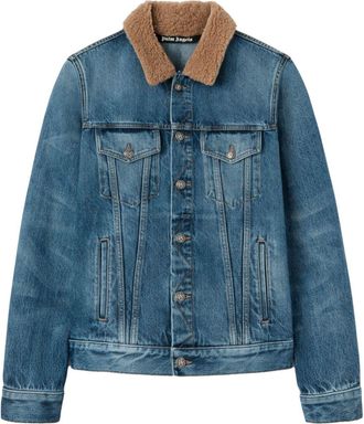 Palm Angels Bear In Mind denim jacket - men - Acrylic/Cotton/Polyester/Cotton/Leather - S - Blue