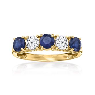 Ross-Simons Sapphire and. Lab-Grown Diamond Ring in 14kt Yellow Gold