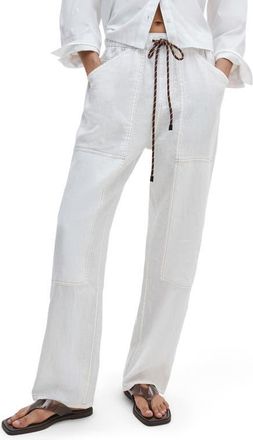 Rag & Bone Atlas Linen Drawstring Carpenter Pants in White at Nordstrom, Size Xx-Small