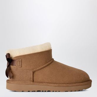UGG Brown Ultra Mini Bailey Bow sheepskin boots