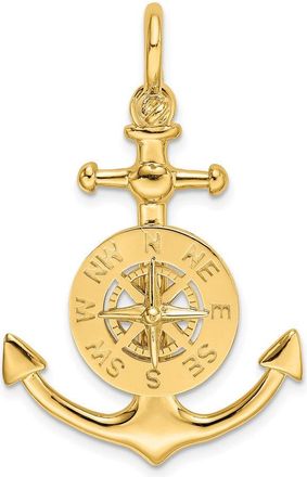 Diamond2Deal 10k Yellow Gold 3-D Small Anchor Nautical Compass Charm