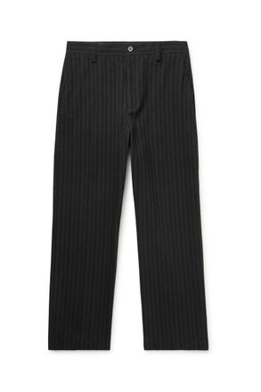 Nn.07 Paw 1921 Straight-Leg Striped Organic Cotton and Silk-Blend Seersucker Trousers