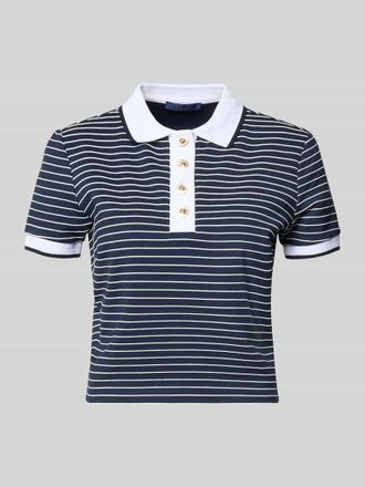 Guess Cropped Poloshirt aus Viskose-Mix Modell ALPHONSINE in Marine, Gr&ouml;&szlig;e XL