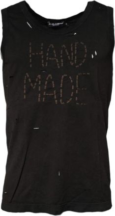 Dolce & Gabbana Mouwloze Tanktop - Dames - Tops zonder mouwen - Zwart - L - Katoen - Tops