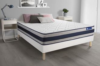 Actisom Somier blanco + colch&oacute;n con espuma viscoel&aacute;stica 120 x 195