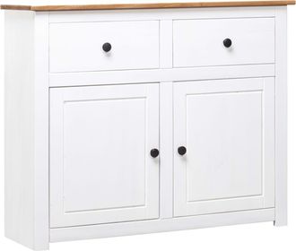 vidaXL Vidaxl - Aparador De Madera Maciza Pino Estilo Panam&aacute; Blanco 93x40x80 Cm