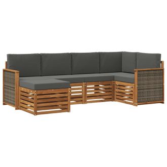 vidaXL Conjunto De Sof&aacute; Seccional Con Coj&iacute;n 5 Pcs Natural Y Antracita Vidaxl
