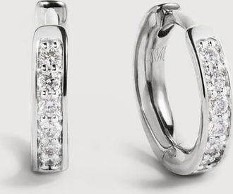 Monica Vinader Sterling Silver Essential Diamond Huggie Earrings Lab Grown Diamond