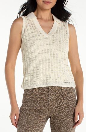 Liverpool L.A. Johnny Collar Open Stitch Sweater Vest in Cream at Nordstrom, Size X-Large