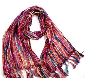 Cool Trade Winds Ladies Rainbow Weave Scarf - Vibrant All Year Round Scarves (Pink)