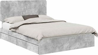 vidaXL Cama Con Almacenamiento Con Cabecera Gris Concreto 140 X 190 Cm Vidaxl