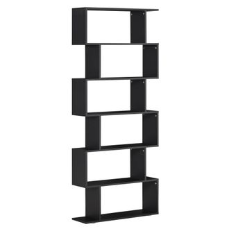 HOMCOM Homcom - Estanter&iacute;a Librer&iacute;a 6 Estantes De Madera Forma S Estanteria 80x24x191 Cm Negro