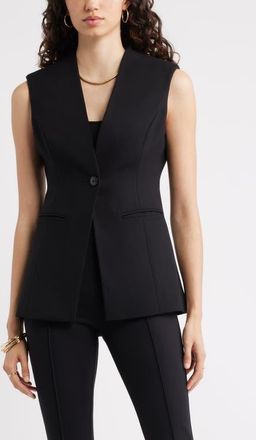 Nordstrom Textured One-Button Vest in Black at Nordstrom, Size Xx-Large