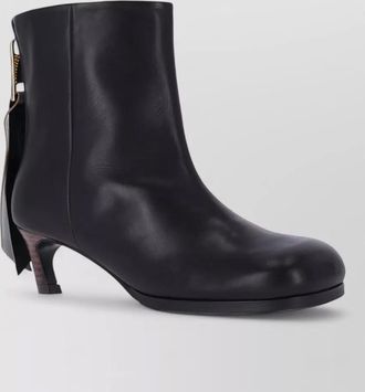 sacai leather ankle boots curved heel tag