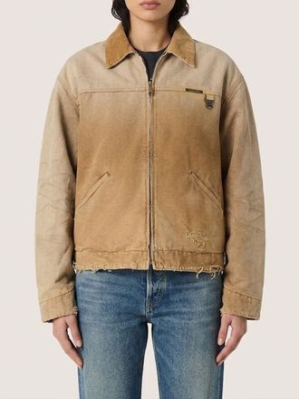 Golden Goose Short Cotton Shirt Jacket with Ribbed Velvet Collar