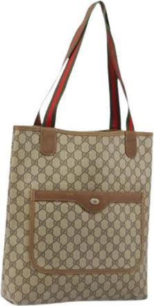 Gucci Pre-owned Vintage GG Canvas Tote - Dames - Vintage Shopper - Beige - ONE Size - Leer - Vintage