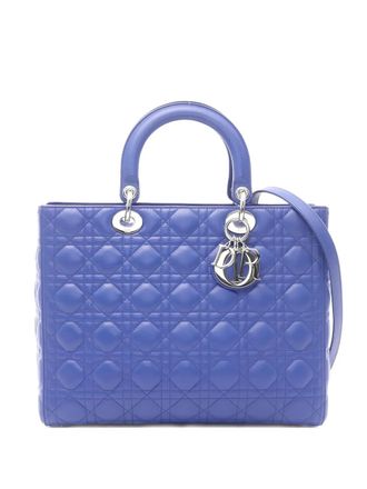 Dior 2010s Lady Dior Canage Handbag - women - Leather - One Size - Blue