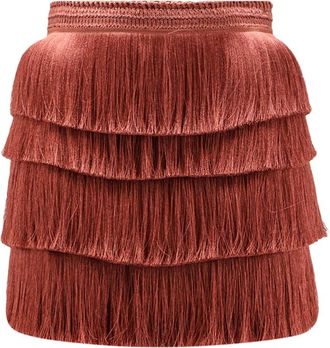 PatBo Amber Fringe Skirt - Dames - Korte rokken - Bruin - XS - Rokken