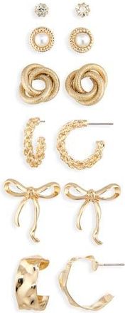 Tasha Set of 6 Assorted Stud & Hoop Earrings in Gold at Nordstrom Rack