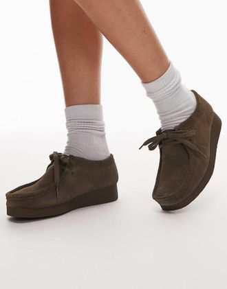 Clarks Wallabee EVO - Scarpe in camoscio verde oliva-Marrone