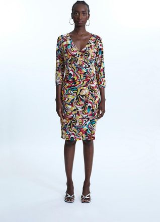 James Lakeland Side Ruched Printed Midi Dress