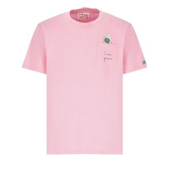 Saint Barth Pink Cotton T-shirt with Green Embroidery - male - Saint Barth - T-Shirts - Pink - S - Tops