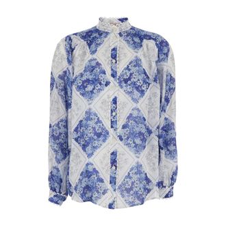 Twinset Blouses, female, Multicolor, Size: XS High Neck Shirt