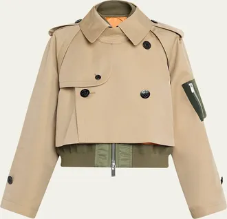 sacai Cotton Gabardine Hybrid Short Trench Coat