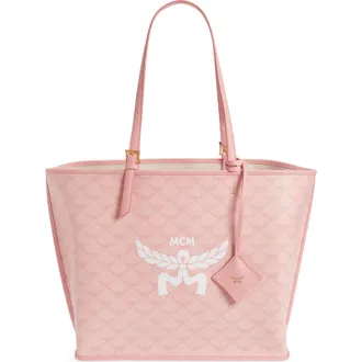 MCM Himmel Lauretos Coated Canvas Shopper Bag in Silver Pink at Nordstrom Rack