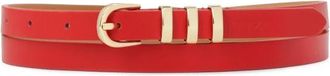 Kazar Smalle rode riem met metalen lussen - Dames - Riemen - Rood - 90 CM - Leer - Accessoires