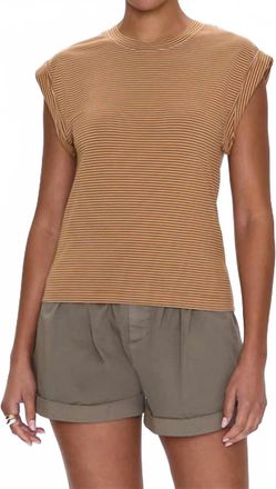 Pistola Denim Olivia Twisted Tee Top In Dark Rum Stripe