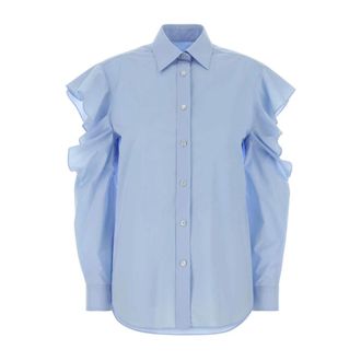 Moschino Shirts, female, Blue, Size: XS Stretch Cotton Poplin Shirt