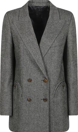 Blaz&eacute; Milano J Line Everyday Double-Breasted Textured Wool-Blend Blazer