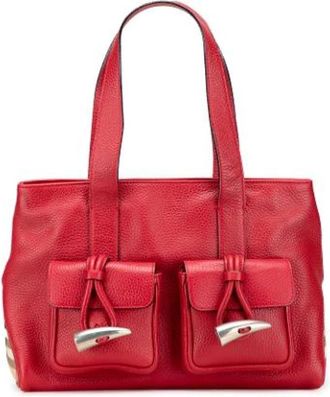 Burberry Pre-owned Tote Bags, female, Red, Size: ONE SIZE Pre-owned Leather totes