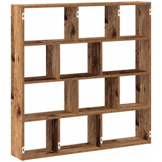 vidaXL Estante Cubo De Pared 12 Compartimentos Madera Envejecida Vidaxl
