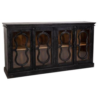 Wanderlust Deco Aparador de madera negro 193x38x96