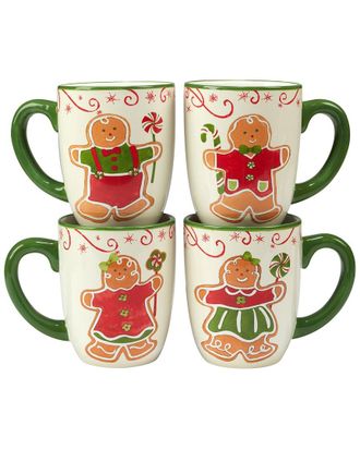 Certified International Holiday Magic Gingerbread Set Of 4 Mugs