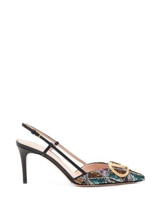 Valentino Garavani Black Logo Slingback Pumps