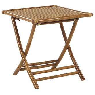 Beliani Mesa De Balc&oacute;n De Bamb&uacute; De Madera Natural 70 X 70 Cm Mesa De Centro Plegable Interior Y Exterior Molise
