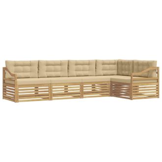 vidaXL Conjunto De Sof&aacute;s De Exterior Con Coj&iacute;n 5 Pcs Y Beige Poli&eacute;ster Vidaxl