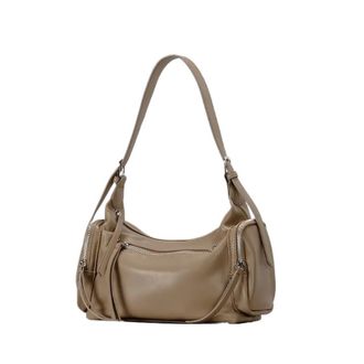 Generic Compatible For Autumn Winter Pillow Shaped Shoulder Bag Womens Handbag Casual Crossbody Polyester Lining Zipper(Khaki)